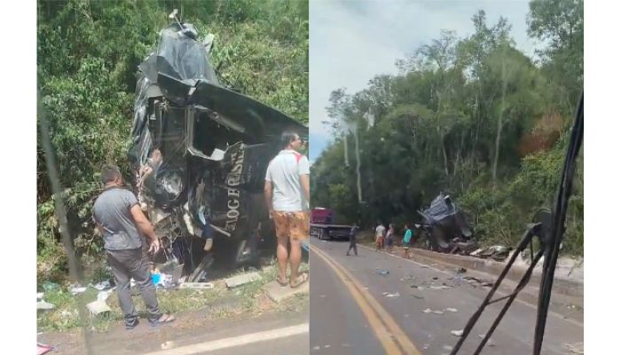 Nova Laranjeiras - Carreta tomba na BR-277 e deixa motorista em estado grave